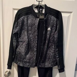 Adidas Women's Black and White Bomber Jacket and matching pants